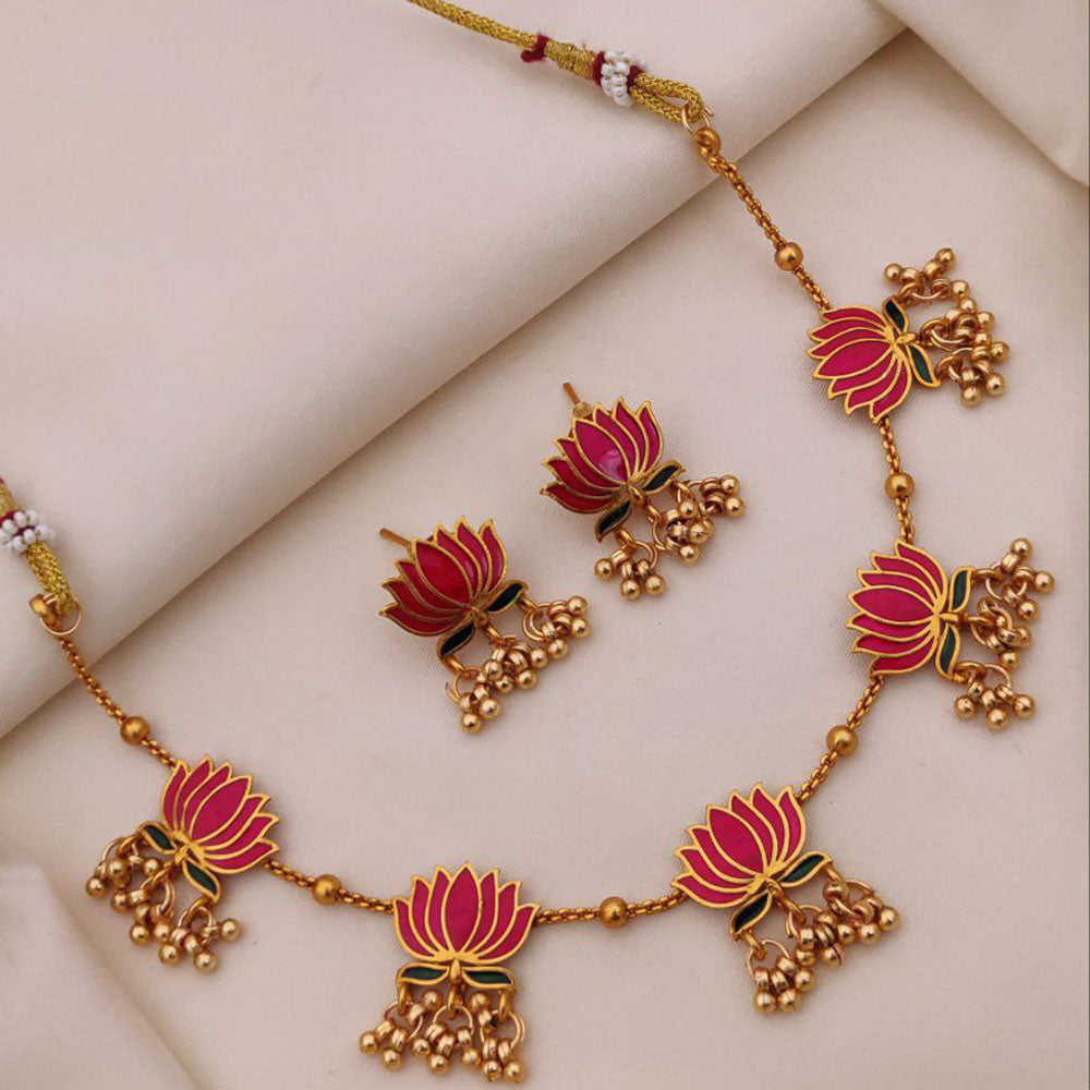 FS Collection Lotus Design Pearl Elegance Necklace Set