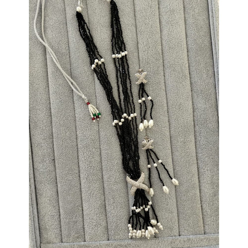 FS Collection Pearl And Beads Austrian Stone Long Necklace Set
