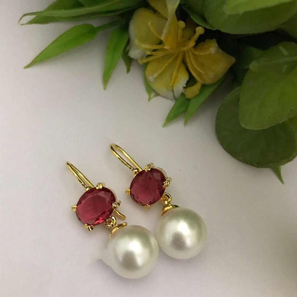 FS Collection Crystal Stone Designer Hook Earrings