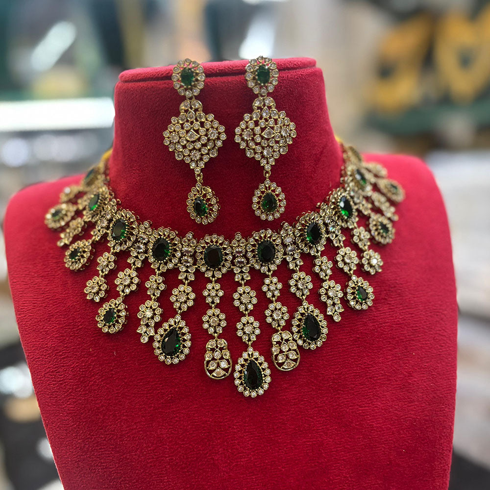 FS Collection Glamorous Austrian Stone Choker Necklace Set