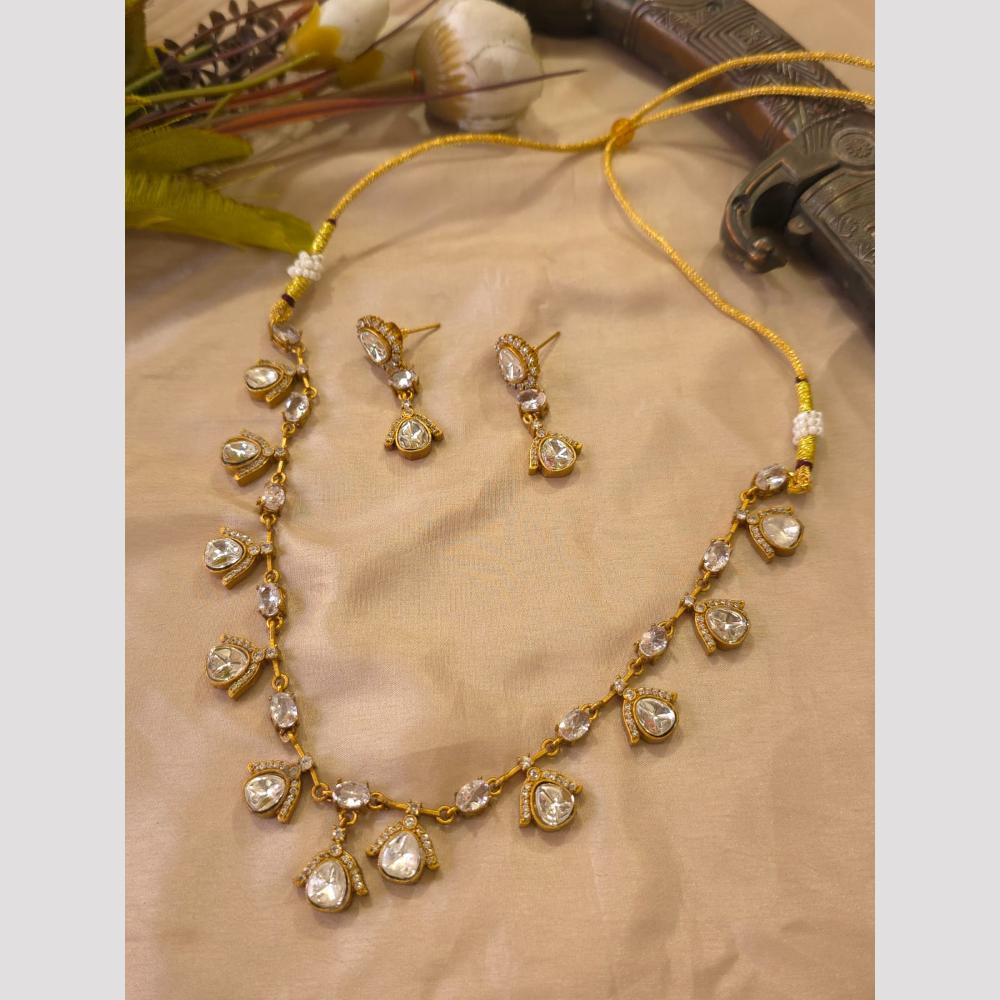 FS Collection Royal Polki Kundan Stone And Pota Stone Necklace Set