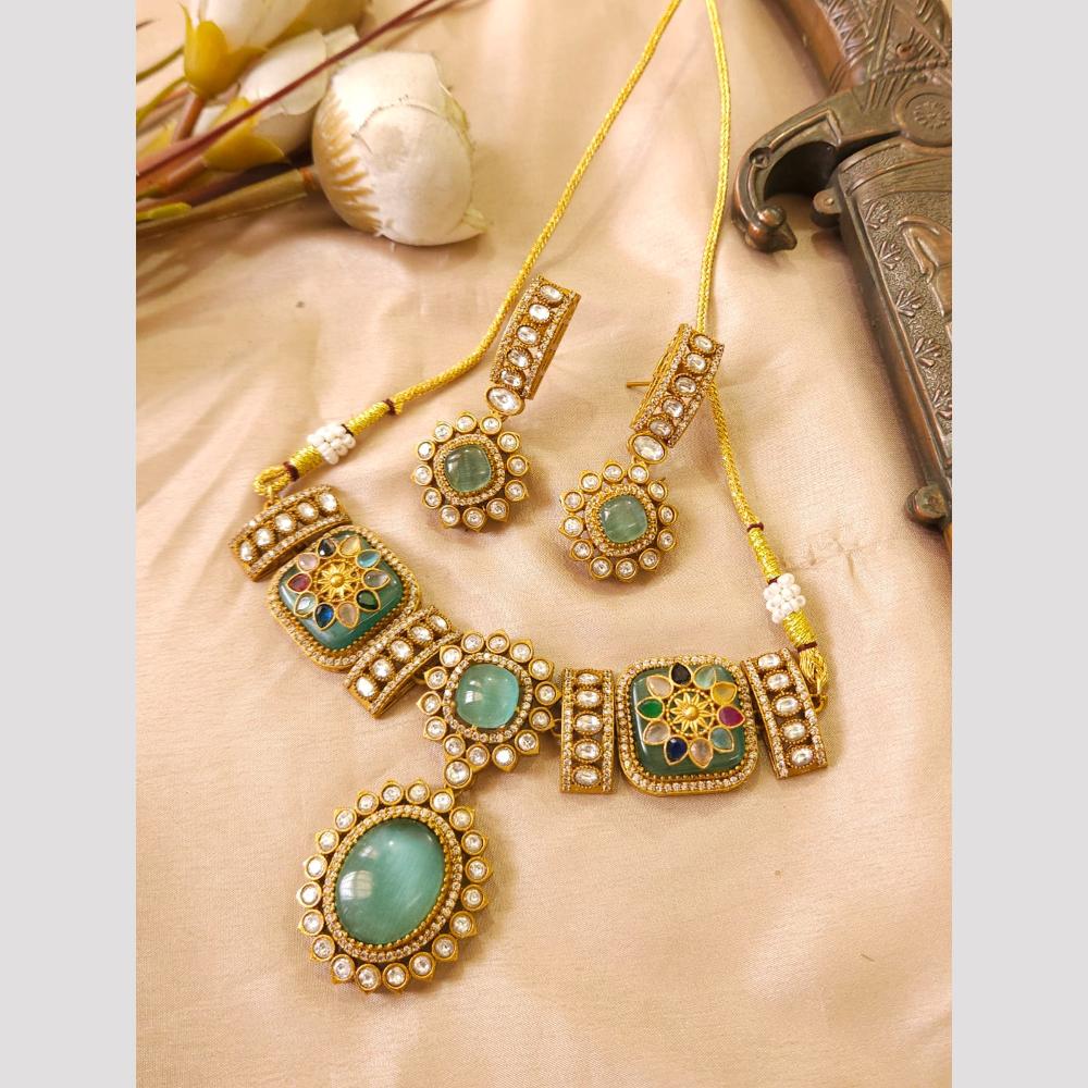 FS Collection Glamorous Pota Stone Choker Necklace Set