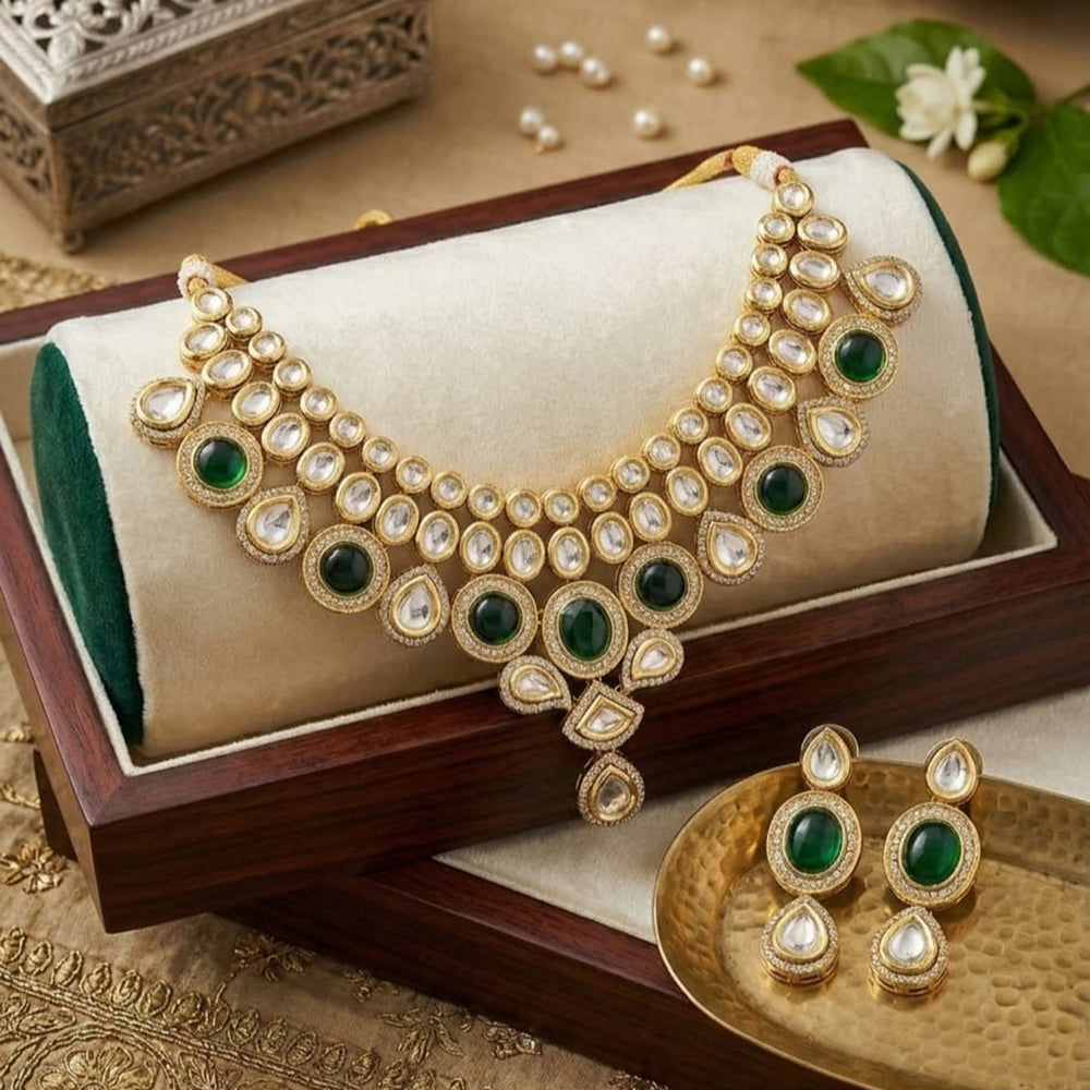 FS Collection Premium Kundan Stone Necklace Set for Women