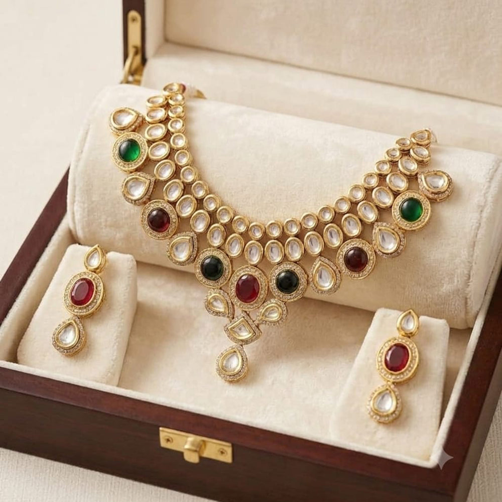 FS Collection Premium Kundan Stone Necklace Set for Women