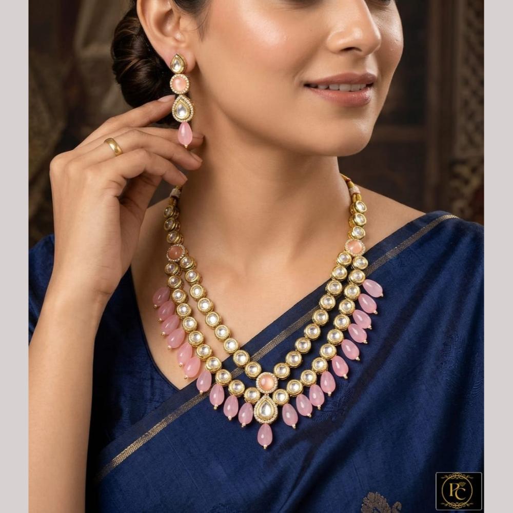 FS Collection Luxury Kundan Stone Pearl And Beads Necklace Set