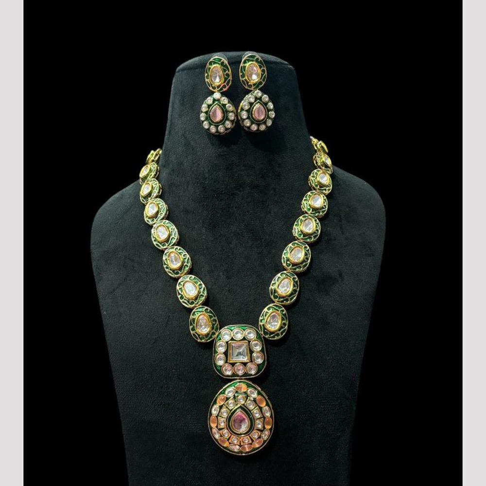 FS Collection Elegant Kundan Stone And Meenakari Necklace Set