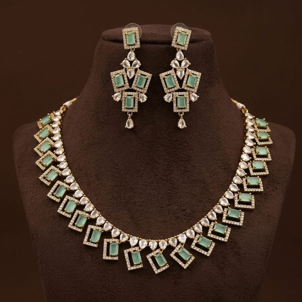 FS Collection Sparkling American Diamond Jewellery Set for Women
