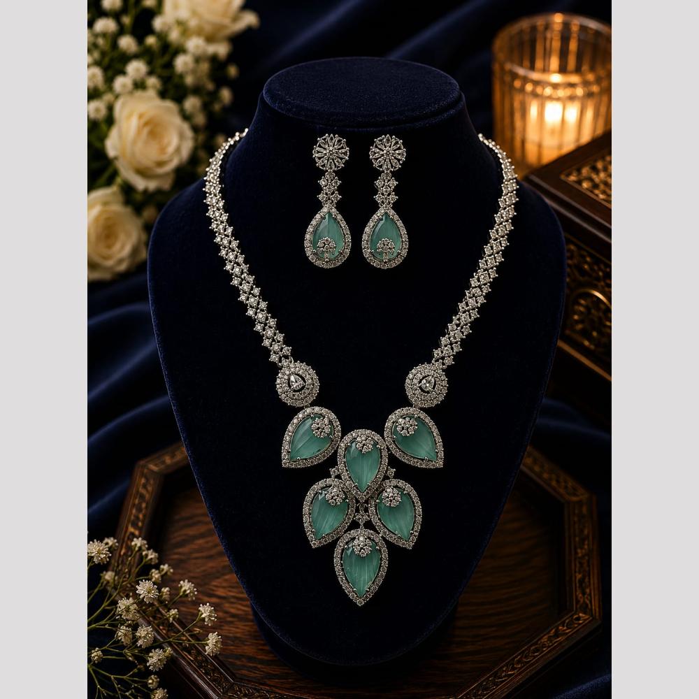 FS Collection Dazzling American Diamond And Austrian Stone Necklace Set