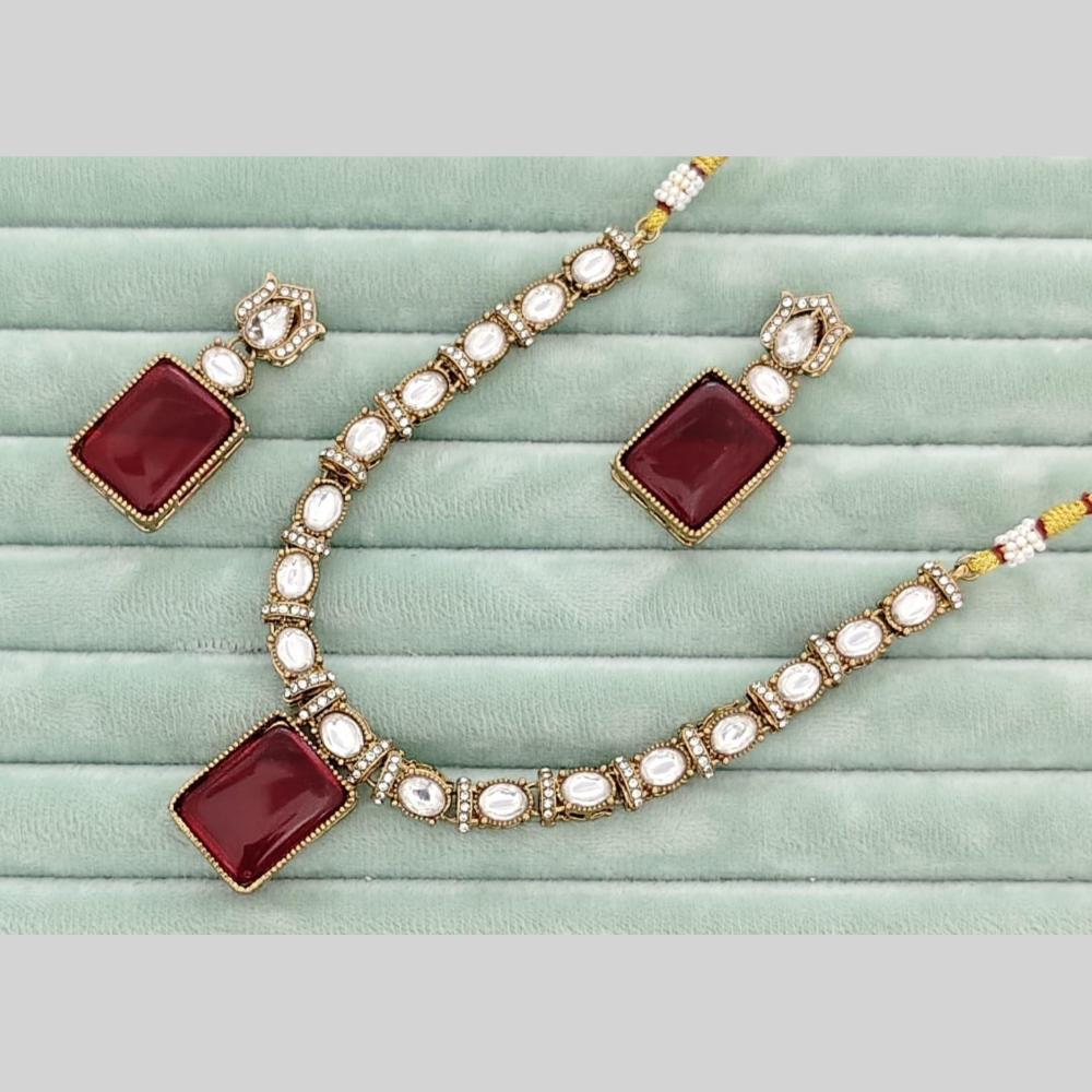 FS Collection Glamorous Polki Kundan Stone Necklace Set