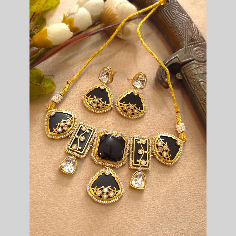 FS Collection Elegant Pota Stone Festive Choker Necklace Set