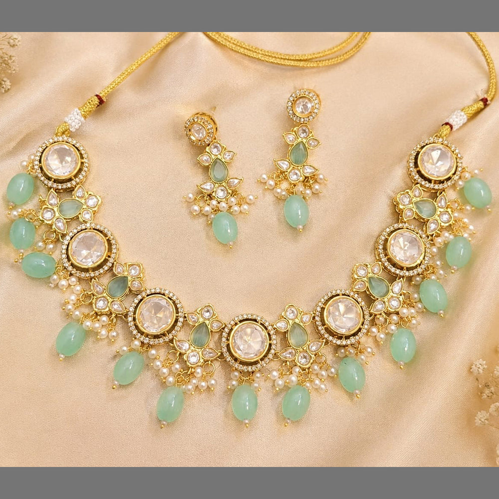FS Collection Statement Polki Kundan Stone And Pearl Jewellery Set