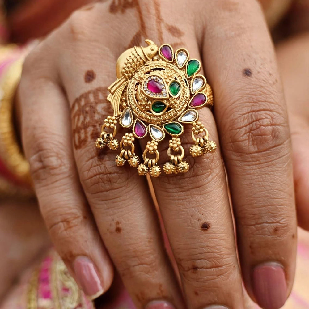 FS Collection Designer Pota Stone And Pearl Statement Ring for Women