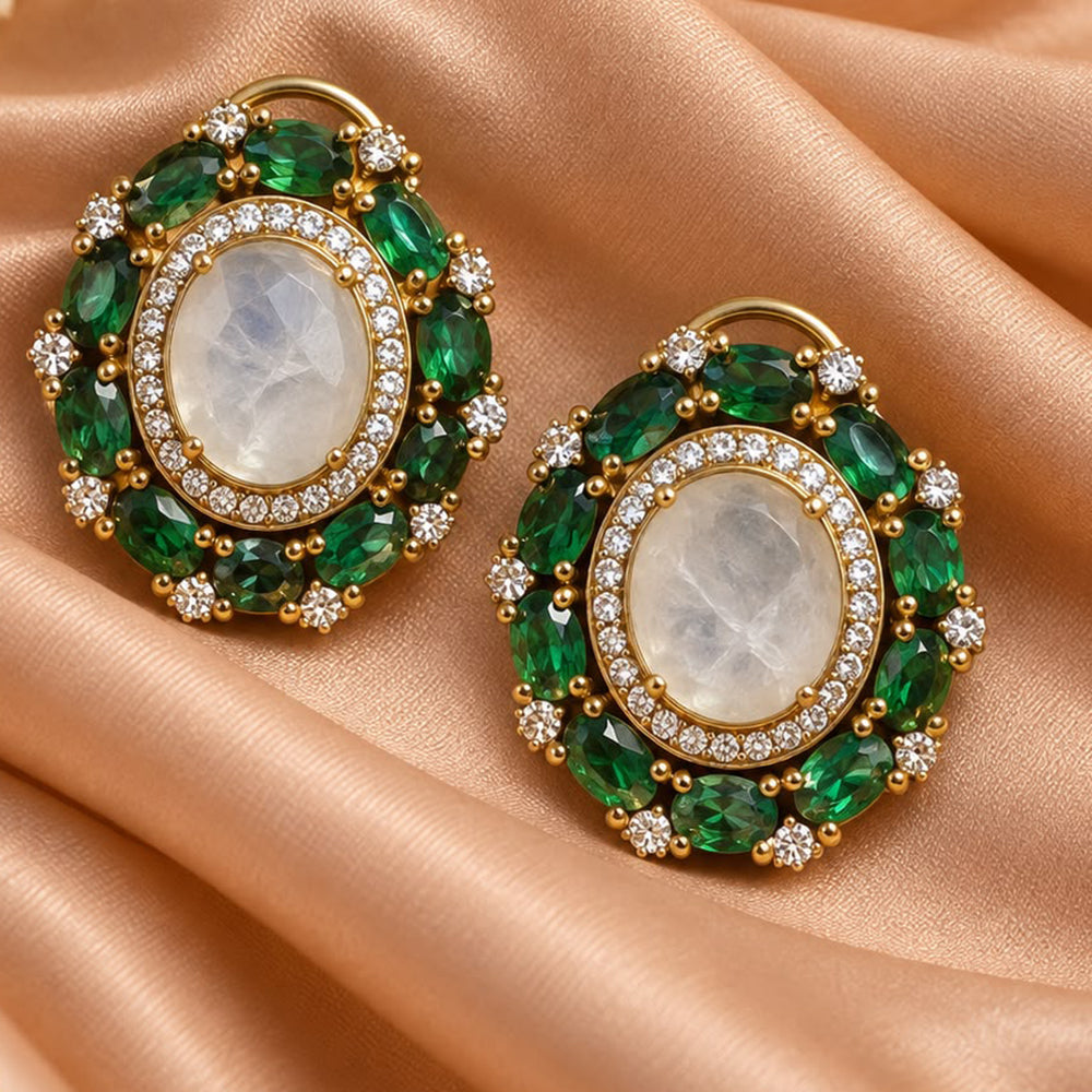 FS Collection Glamorous American Diamond Sparkle Stud Earrings