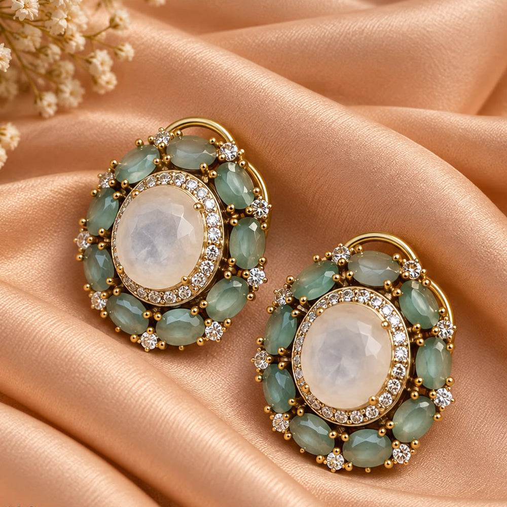 FS Collection Glamorous American Diamond Sparkle Stud Earrings
