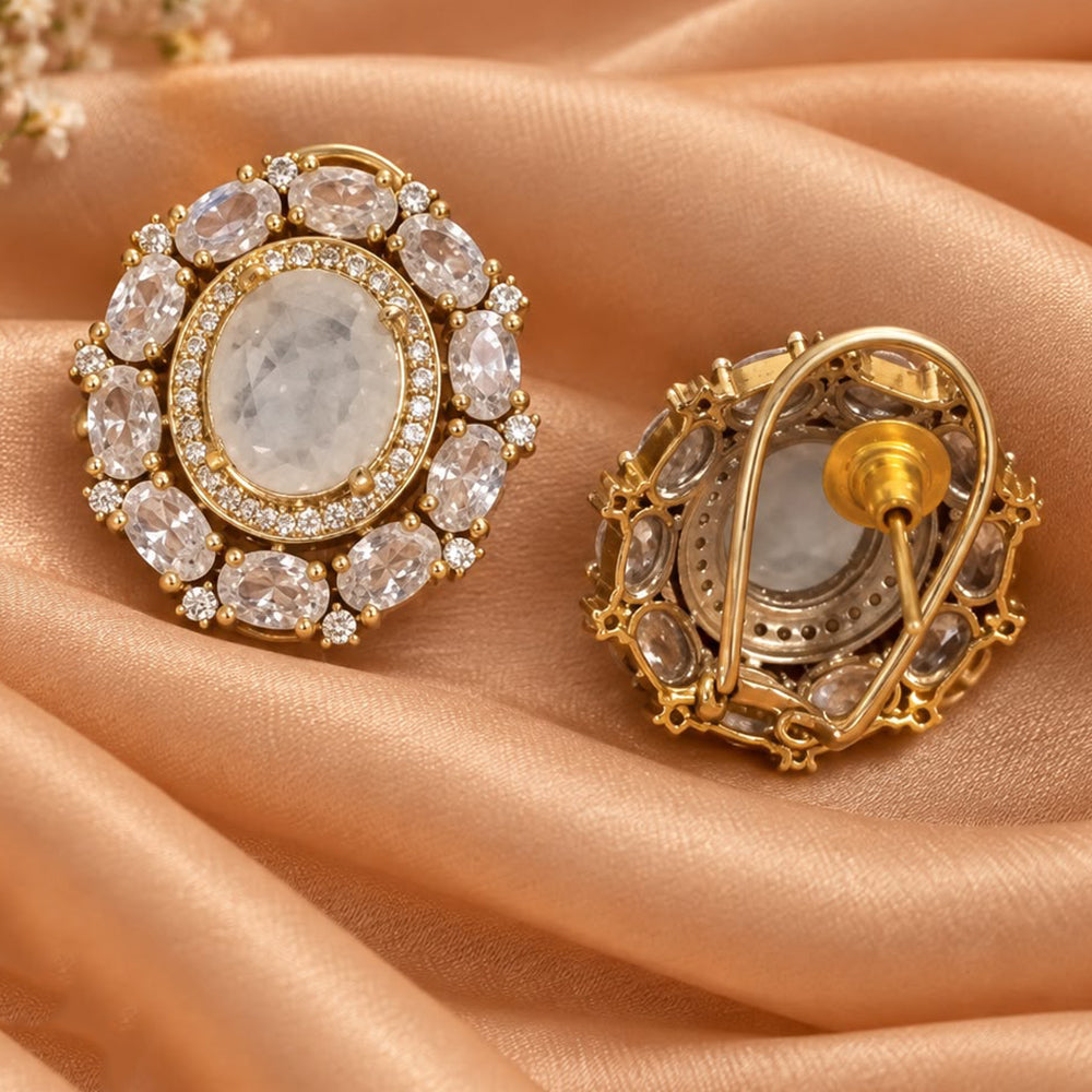 FS Collection Glamorous American Diamond Sparkle Stud Earrings