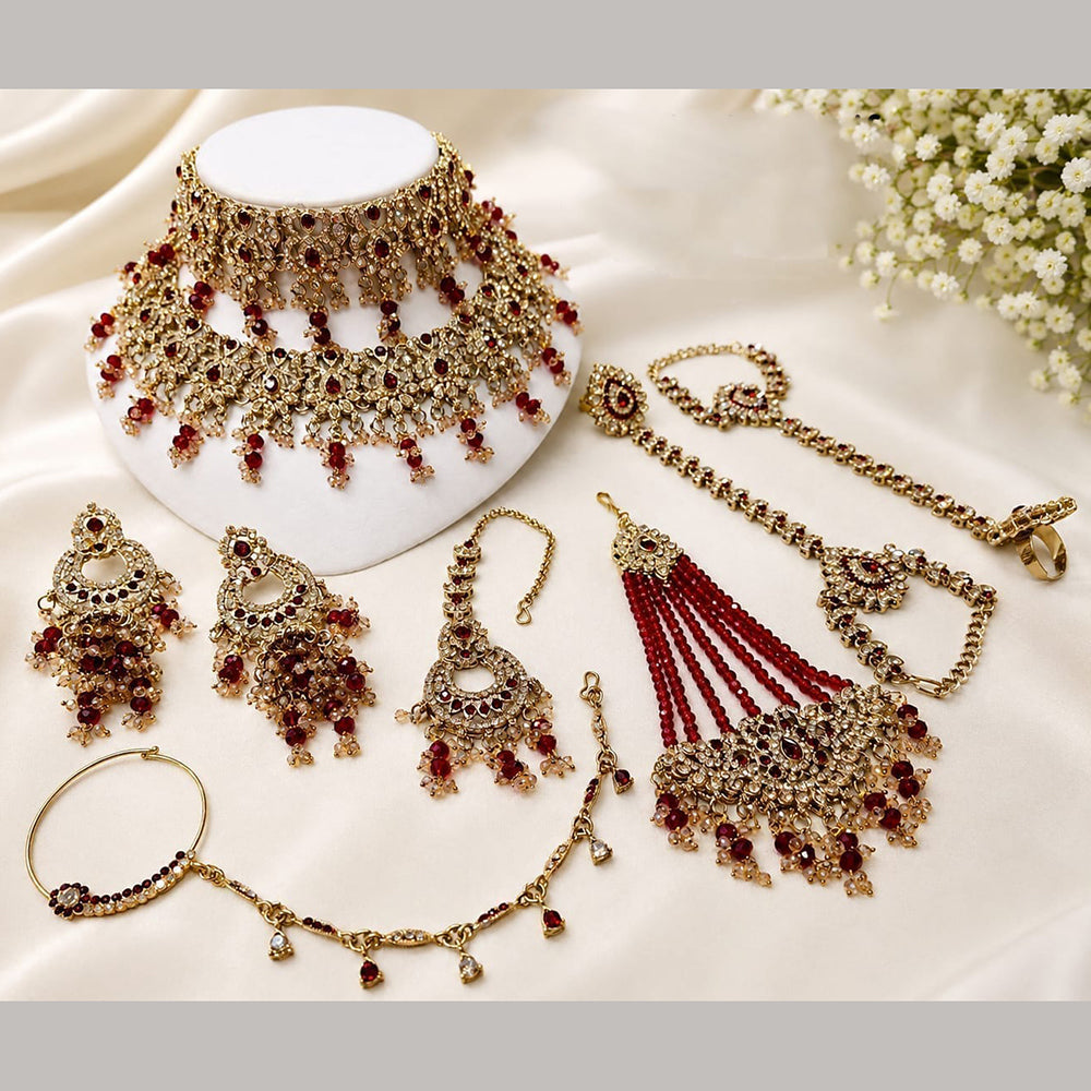 FS Collection Austrian Stone And Pearl Bridal Ensemble Choker Necklace Set