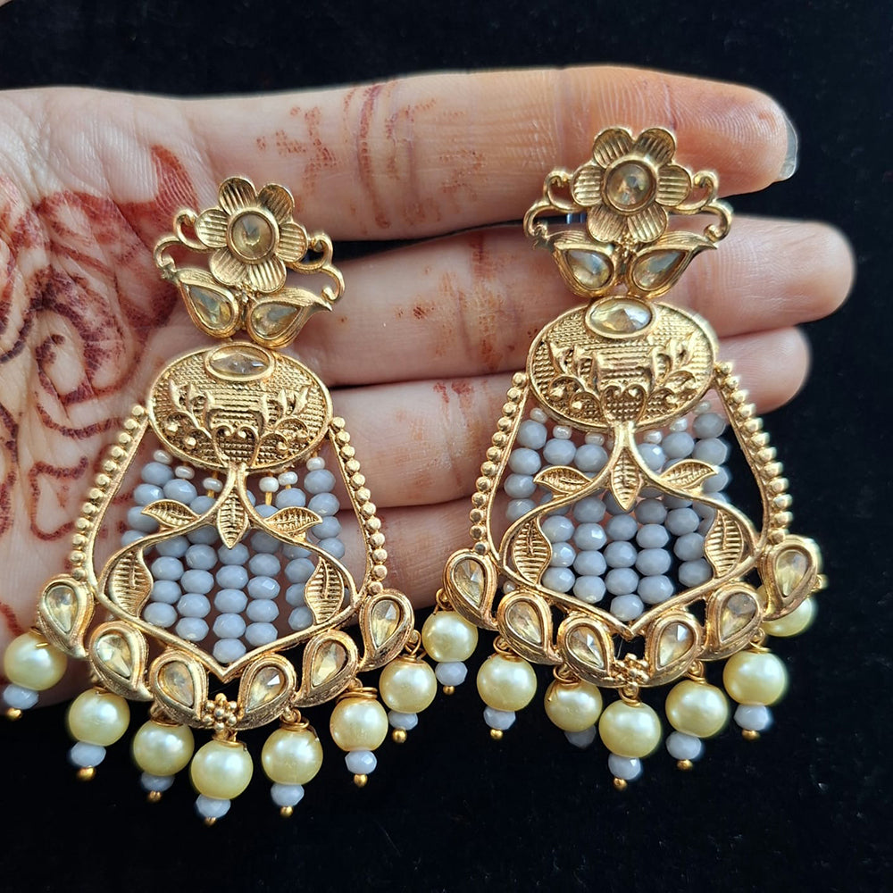 FS Collection Fancy Crystal Stone And Beads Dangler Earrings