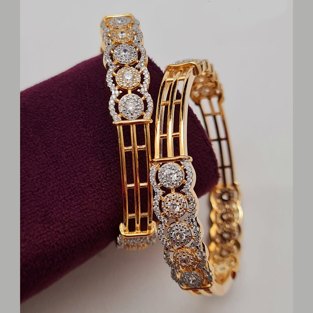 Vivah Creations Gold Plated American Diamond Bangle Set