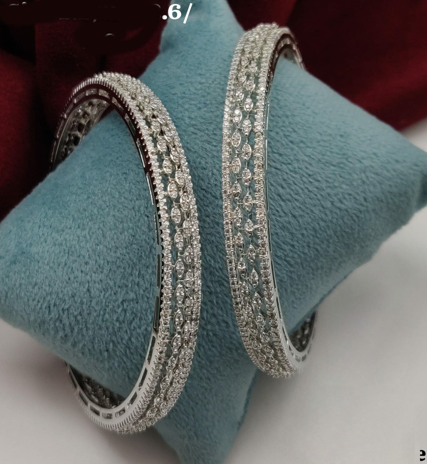 Vivah Creations Silver Plated American Diamond Bangle Set