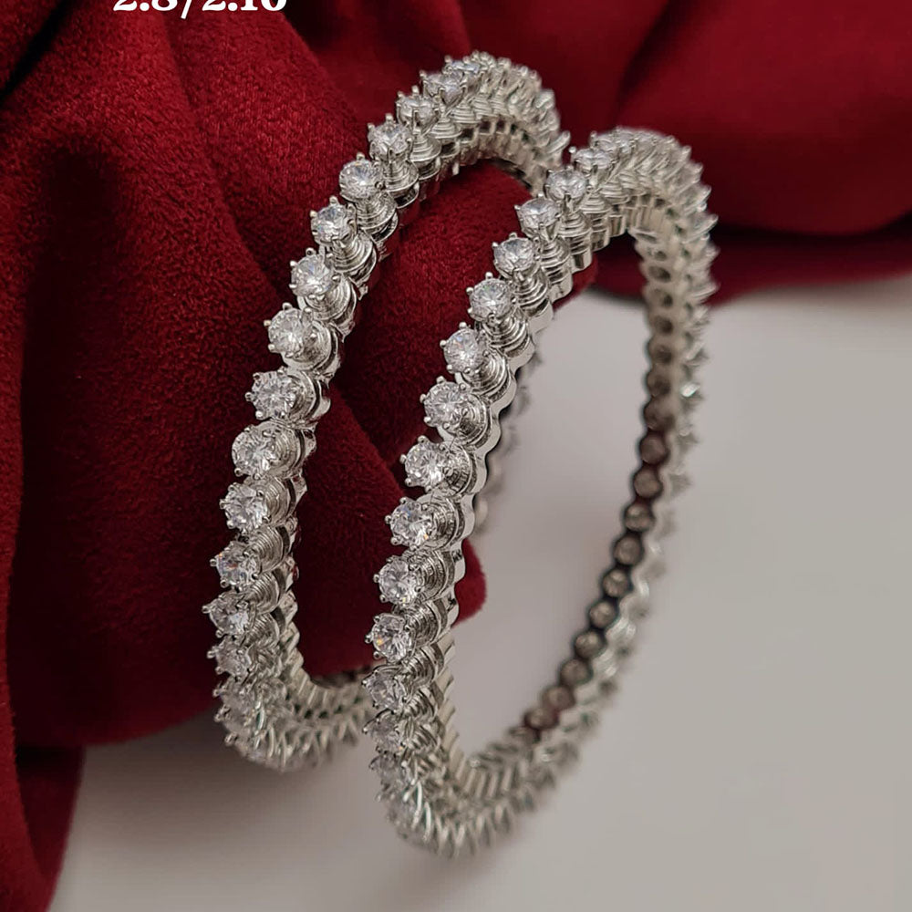 Vivah Creations Silver Plated American Diamond Bangle Set