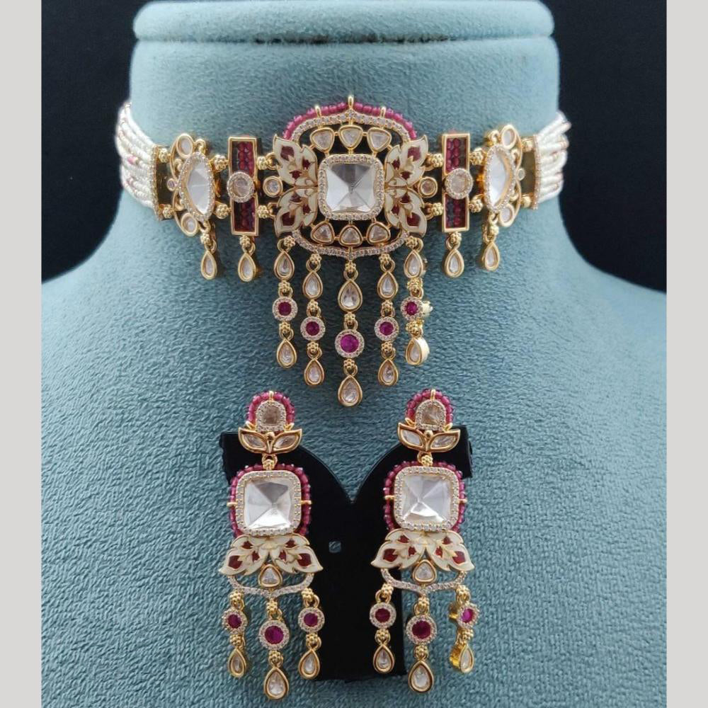 Vivah Creations Polki Kundan And Pearl Choker Necklace Set
