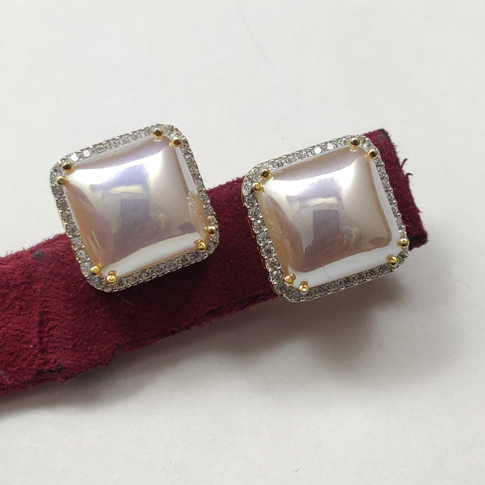 Vivah Creation Gold Plated American Diamond Stud Earrings