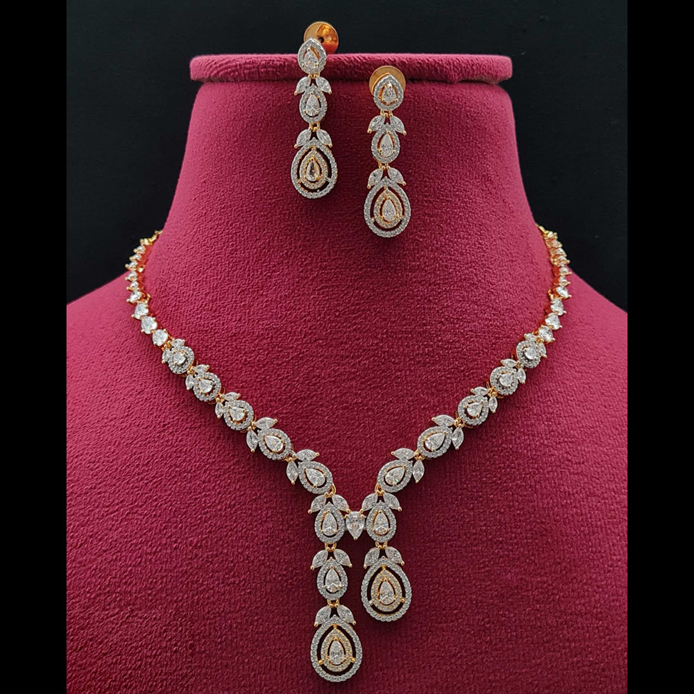Vivah Creations 2 Tone American Diamond Necklace Set