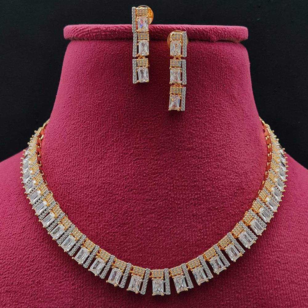 Vivah Creations 2 Tone American Diamond Necklace Set