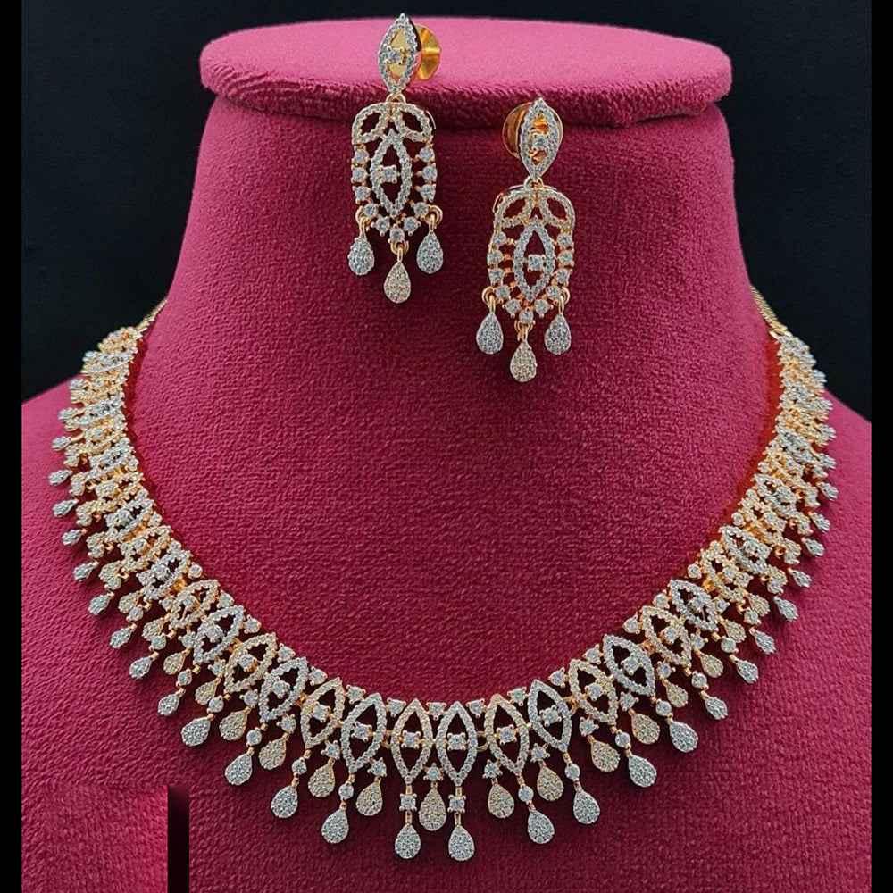 Vivah Creations 2 Tone American Diamond Necklace Set