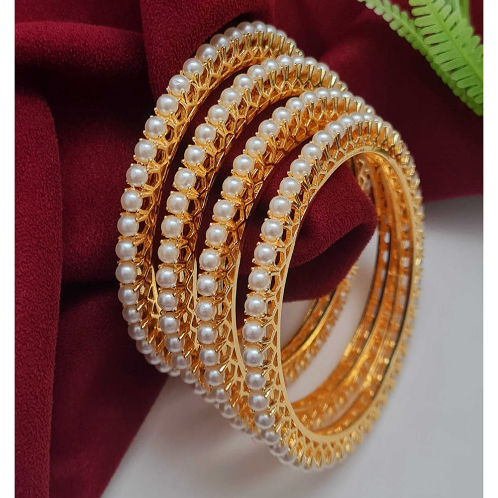 Vivha Creations Graceful Pearl Statement Bangles Set