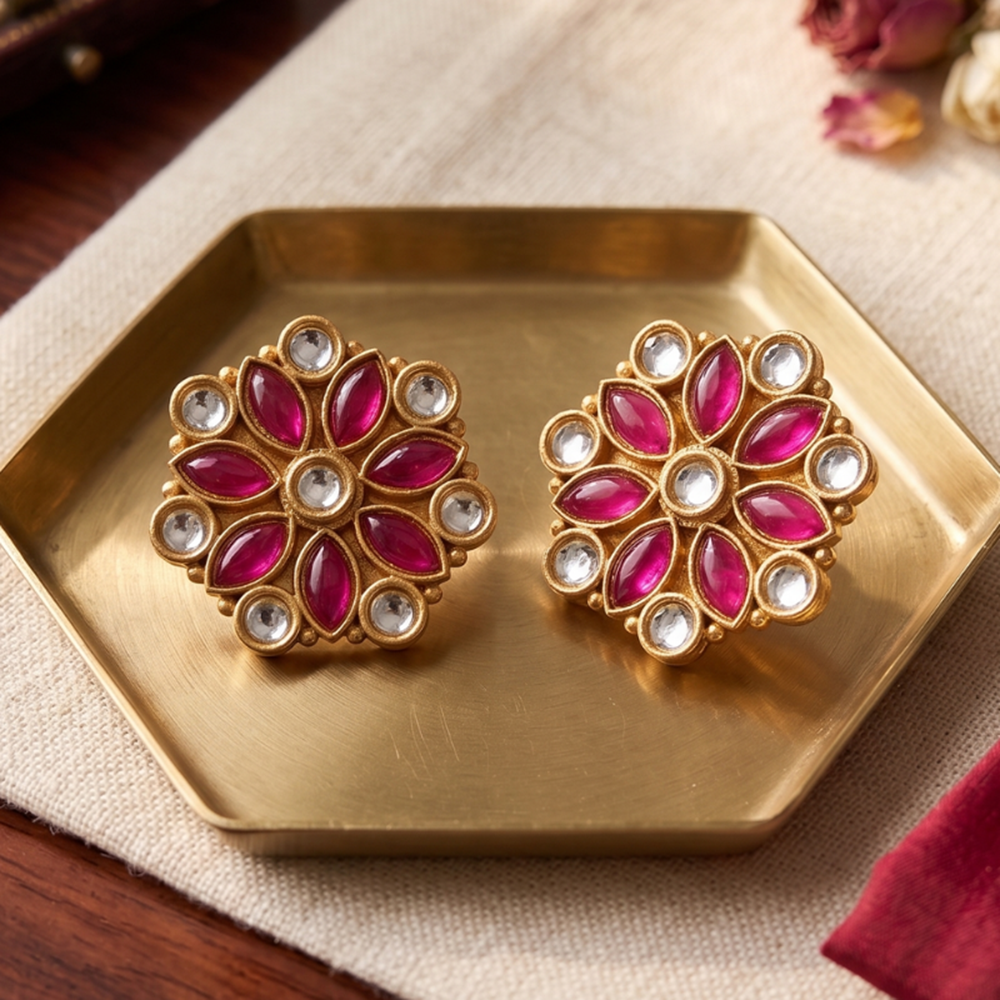 Wearhouse Fashion Modern Style Kundan Stone Studs Earrings