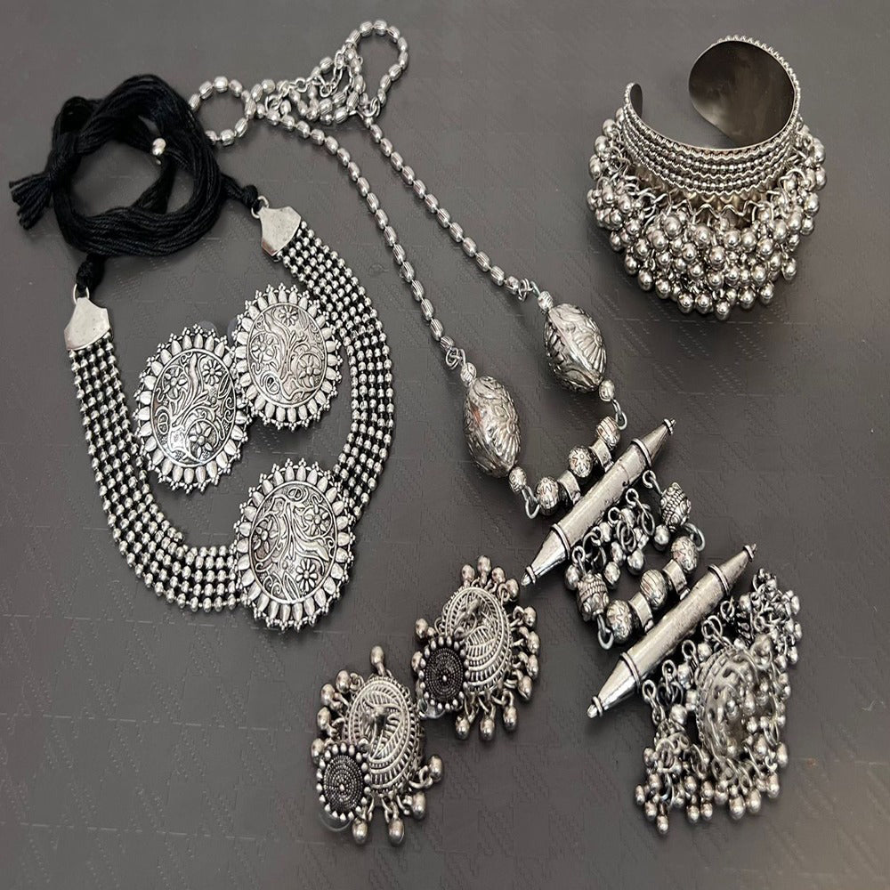 Akruti Collection Oxidised Plated Combo Set