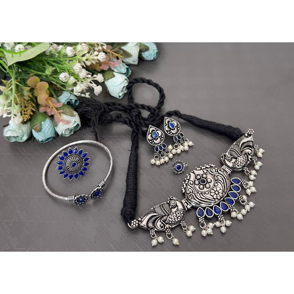 Akruti Collection Oxidised Combo Set