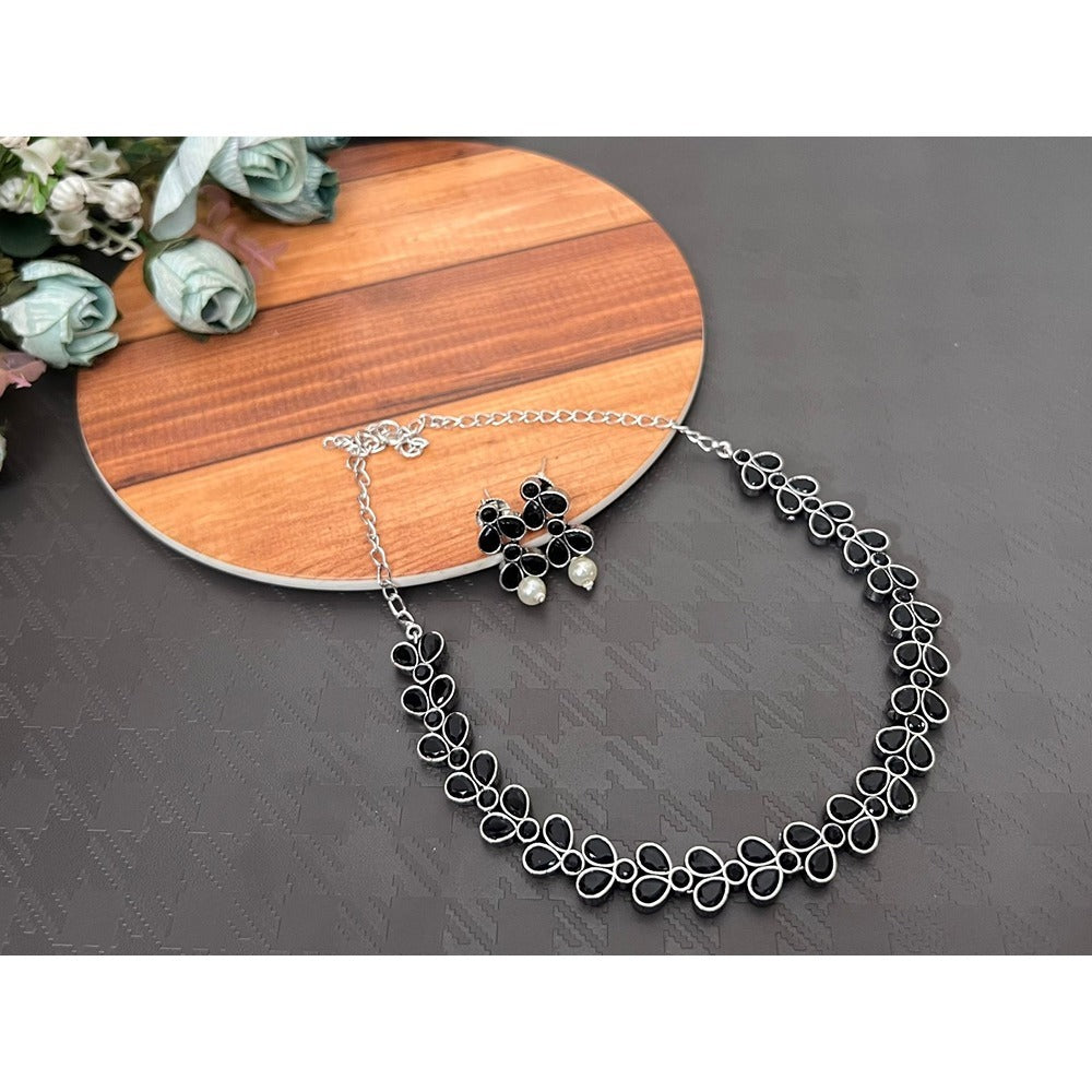 Akruti Collection Silver Plated Crystal Necklace Set