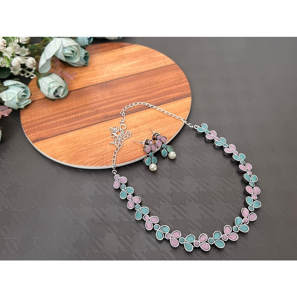 Akruti Collection Silver Plated Crystal Necklace Set