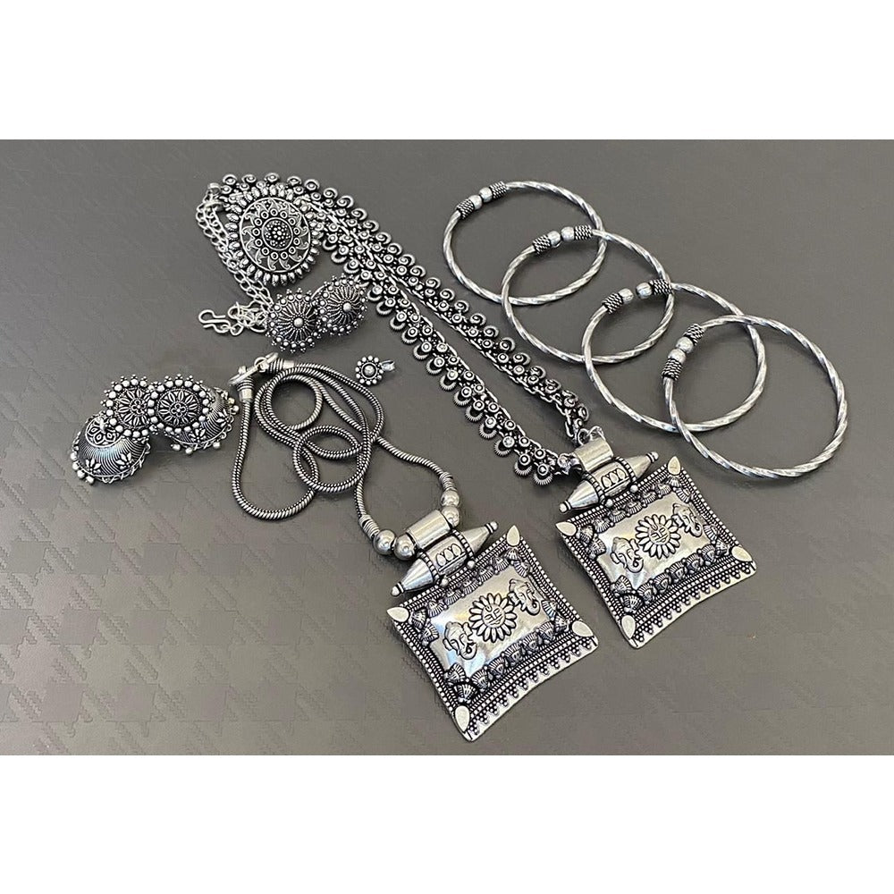 Akruti Collection Oxidised Plated Combo Set