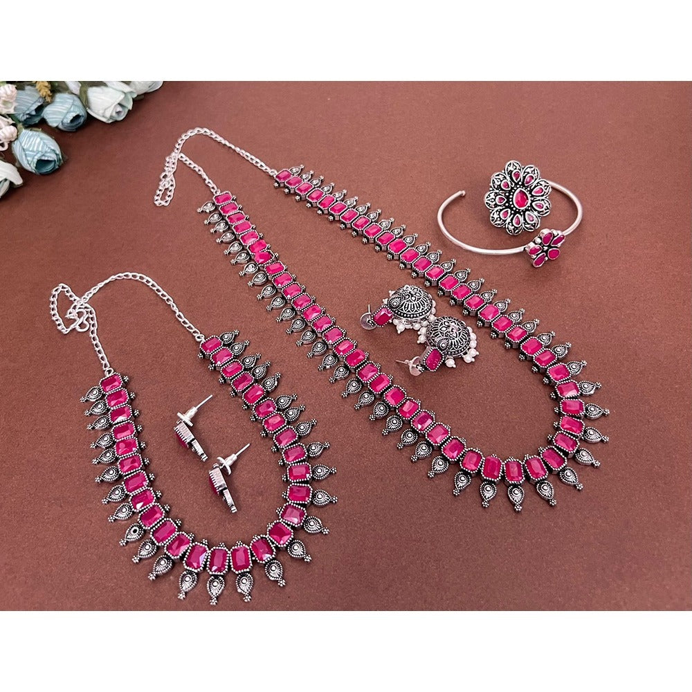 Akruti Collection Silver Plated Crystal Combo Set