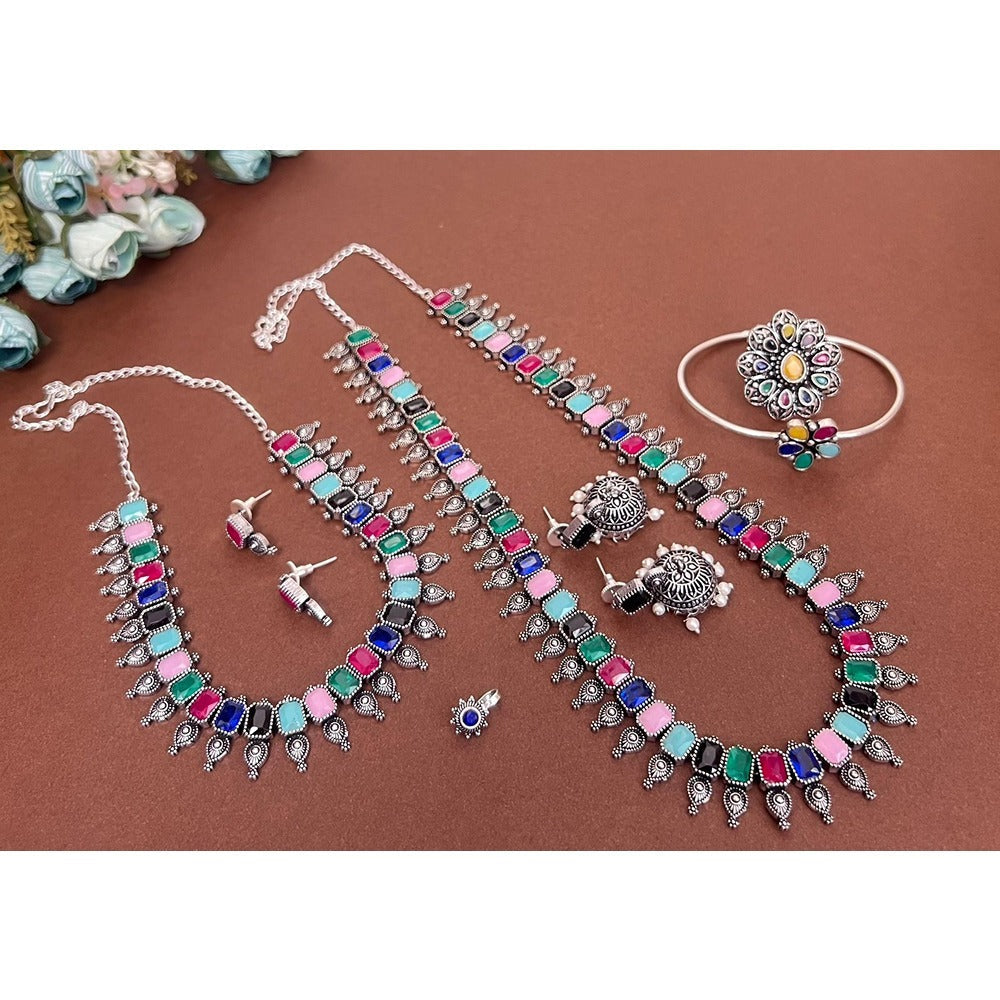 Akruti Collection Silver Plated Crystal Combo Set
