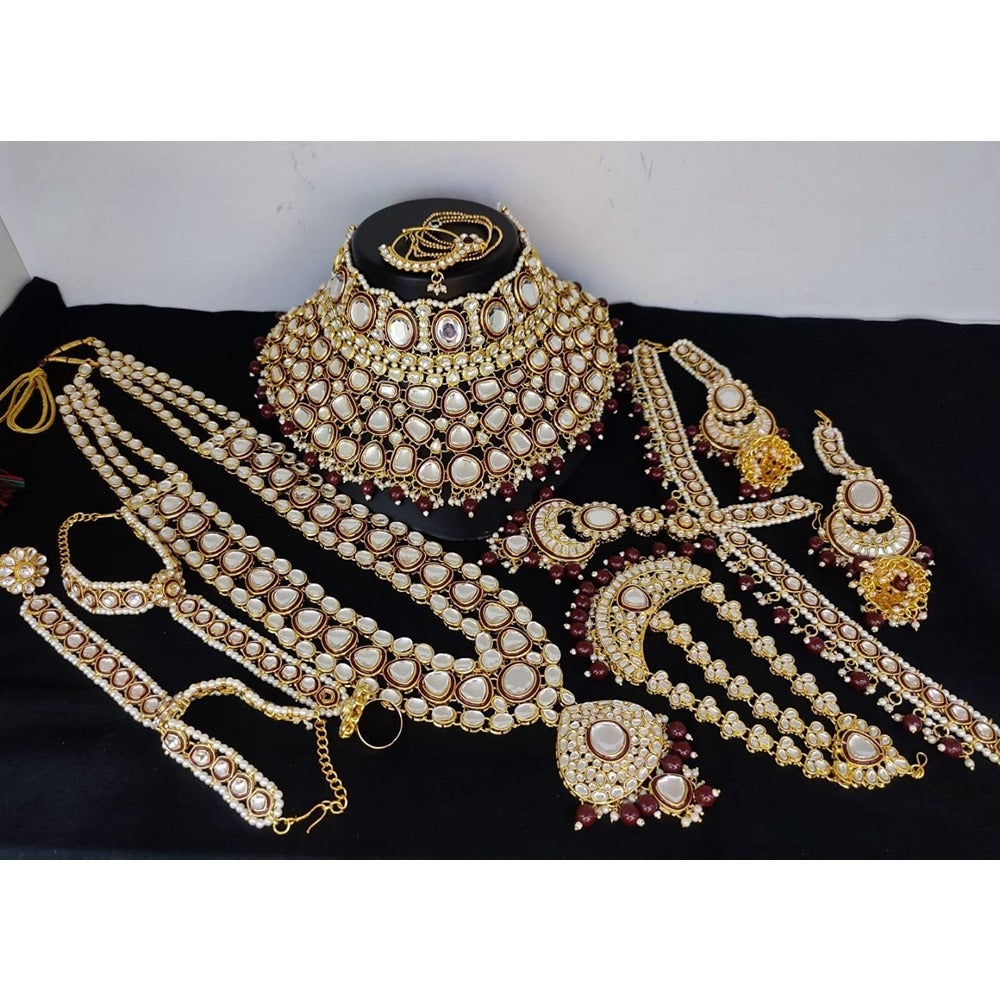 Akruti Collection Gold Plated Kundan Stone Bridal Necklace Set