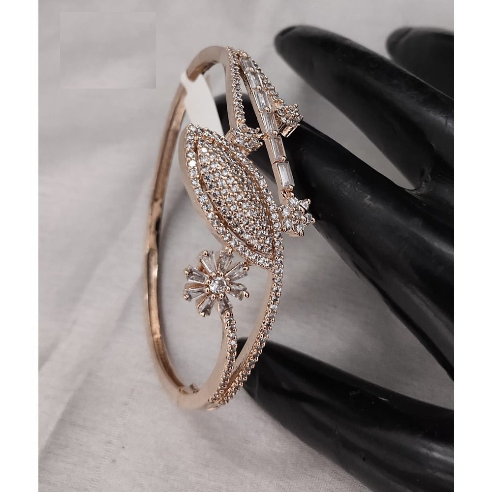 Akruti Collection Rose Gold Shine Refined AD Stone-Studded kada