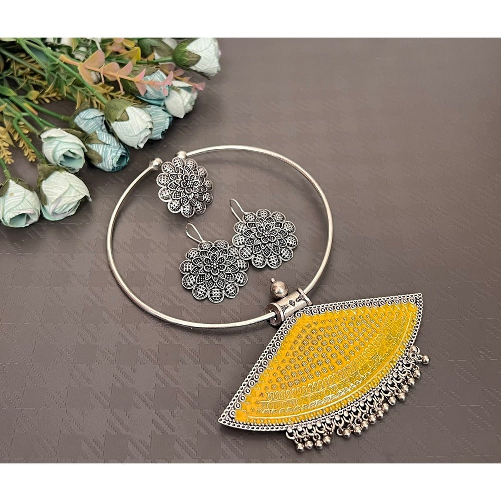 Akruti Collection Oxidised Plated Necklace Set