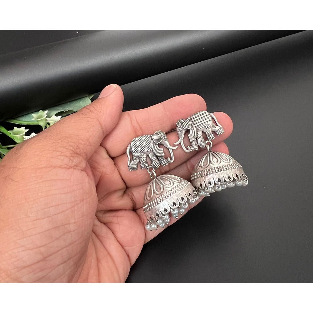 Akruti Collection Oxidised Plated Jhumki Earrings