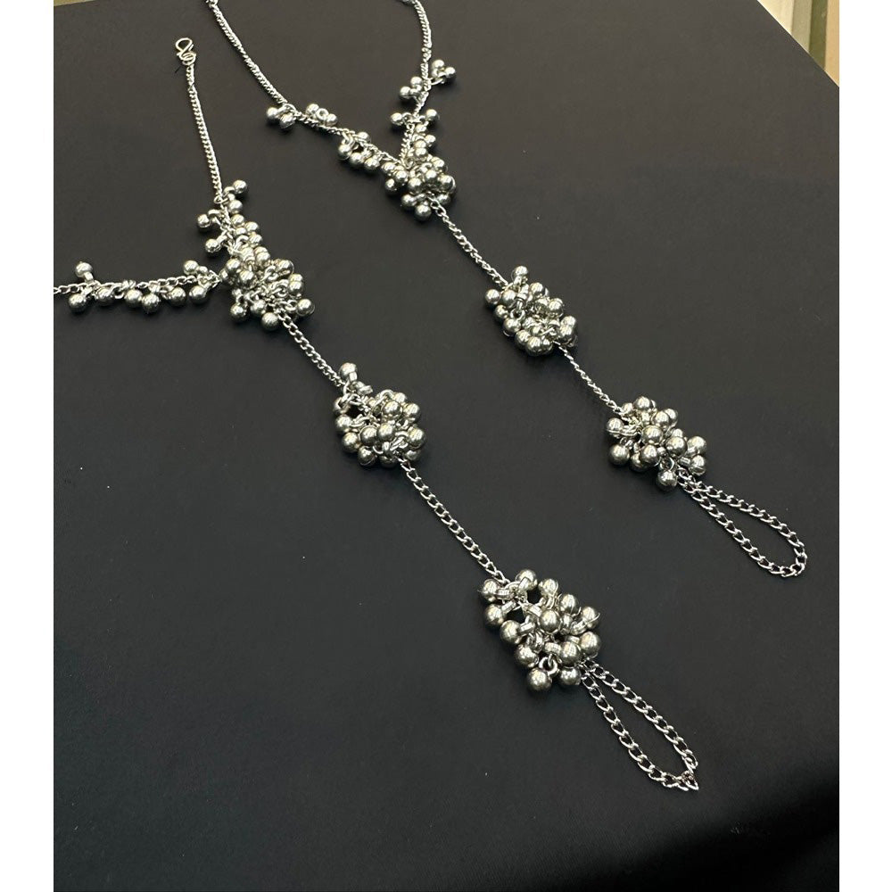 Akruti Collection Oxidised Plated Ghungroo Hand Harness