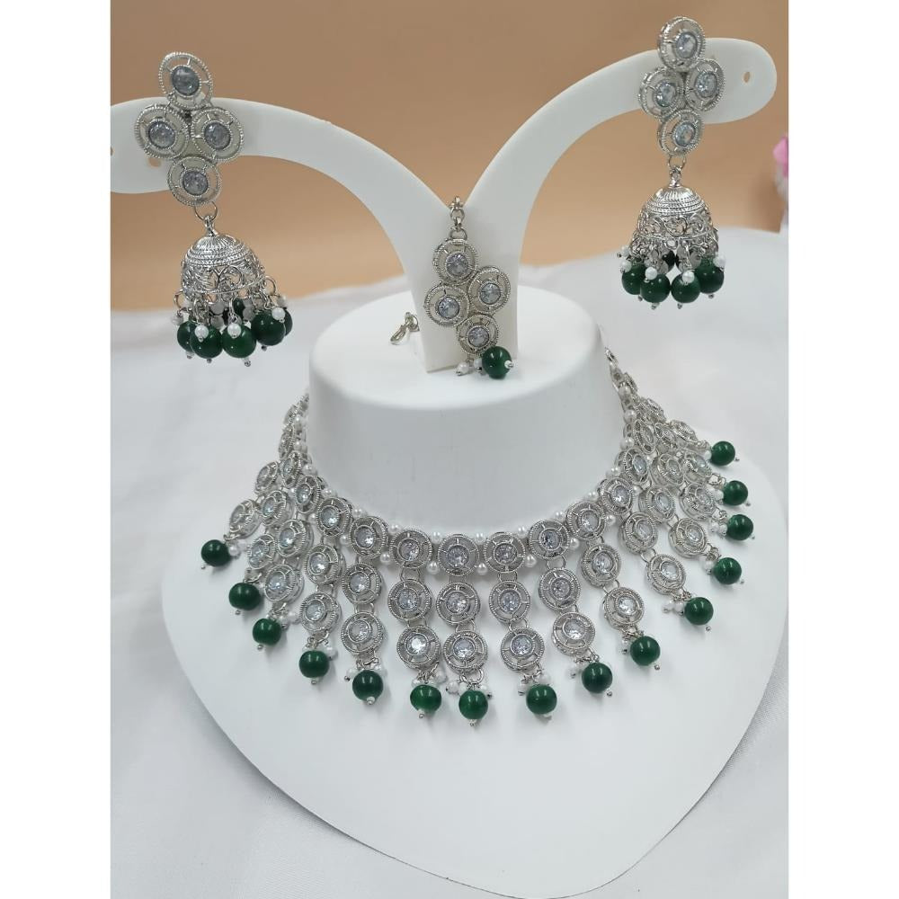 Akruti Collection Silver Plated Austrian Stone Necklace Set