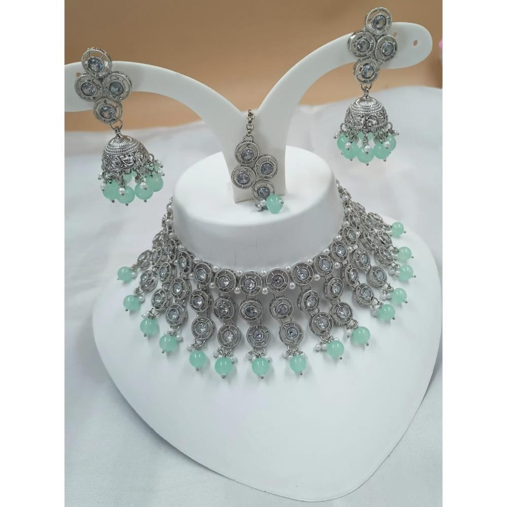 Akruti Collection Silver Plated Austrian Stone Necklace Set