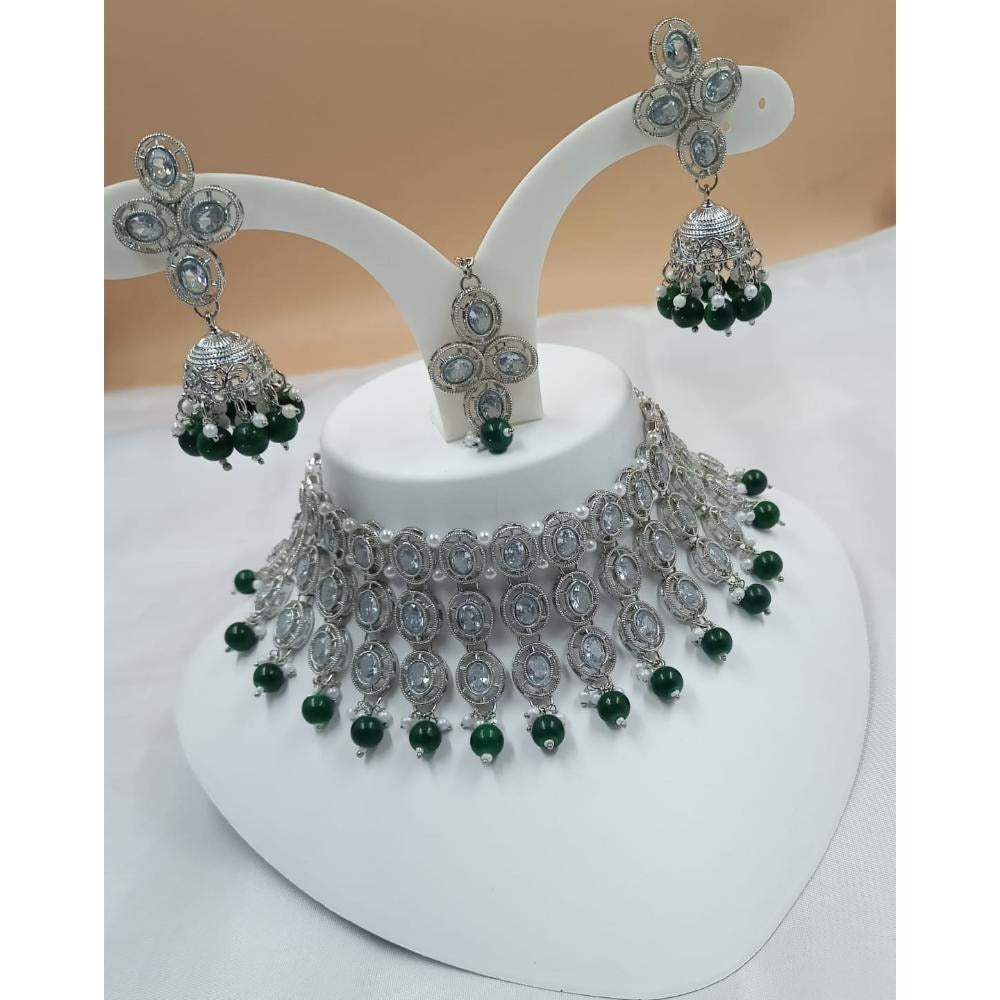 Akruti Collection Silver Plated Austrian Stone Necklace Set