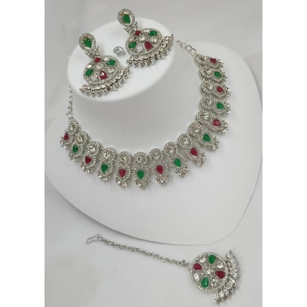 Akruti Collection Silver Plated Austrian Stone Choker Necklace Set