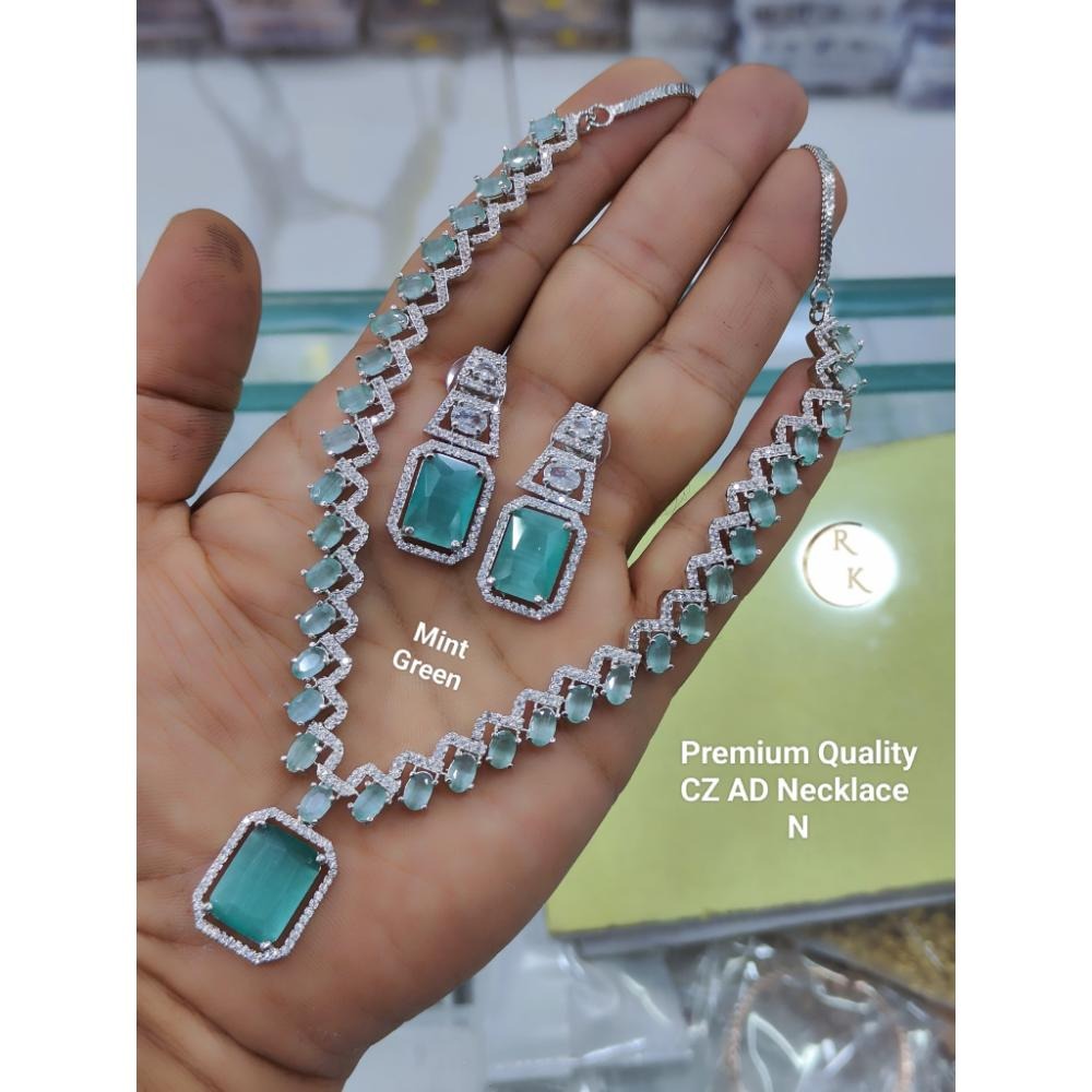 Akruti Collection Silver Plated AD Necklace Set