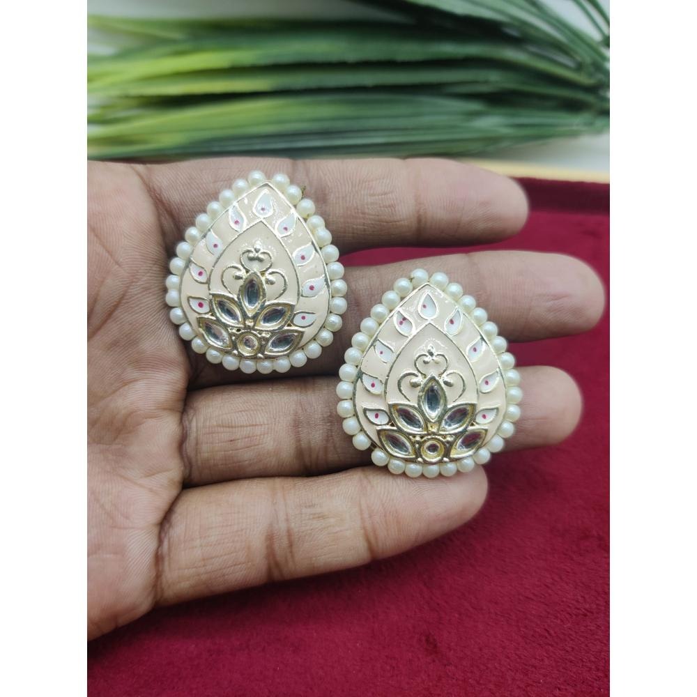 Akruti Collection Gold Plated Kundan And Meenakari Stud Earrings