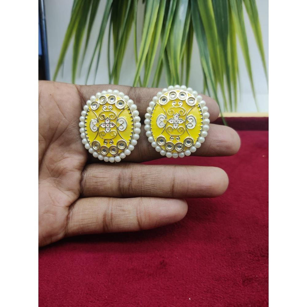 Akruti Collection Gold Plated Kundan And Meenakari Stud Earrings